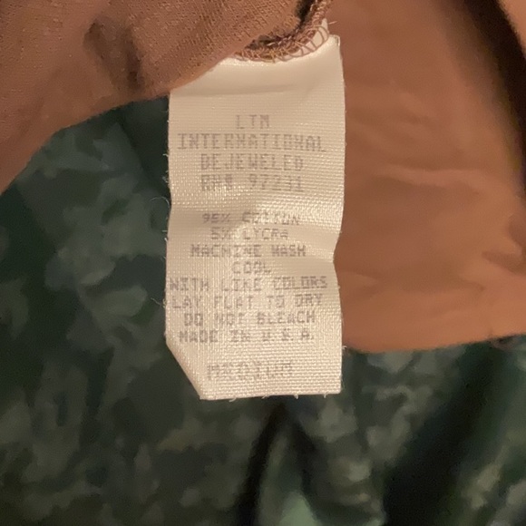 Bejeweled by Susan Fixel Rhinestone and Jeweled Brown Graphic Hoodie M - Picture 5 of 6